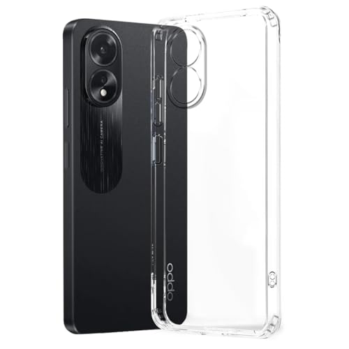 Image of Fashionury Crystal Clear Case for Oppo A38 | Yellowing Resistance | Transparent TPU Silicone | Raised Camera Lips | Slim Transparent Cover