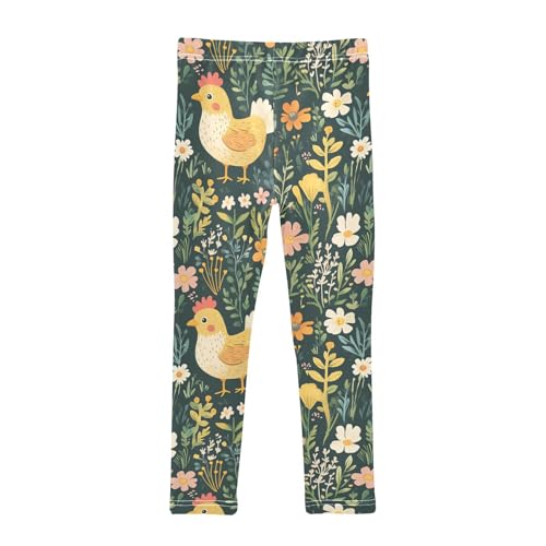 Girls Leggings Cute Chicken in Garden Toddler Girls Clothes Leggings for Girls Toddler Girls Leggings 3-4T2