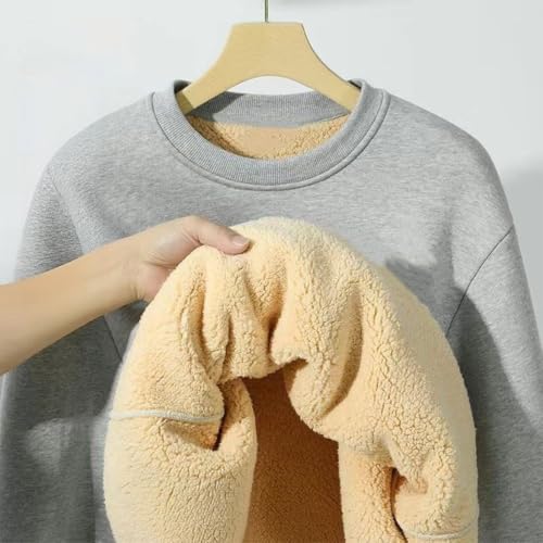 Sherpa Fleece Pullover Women Crewneck Warm Winter Sweatshirts Grey XL | Fleece Lined Soft Cozy Oversized Sweat Shirts, Fuzzy Comfy Plus Size Thermal Lounge Wear 2026, Cotton Fall Travel Outfits - image 3