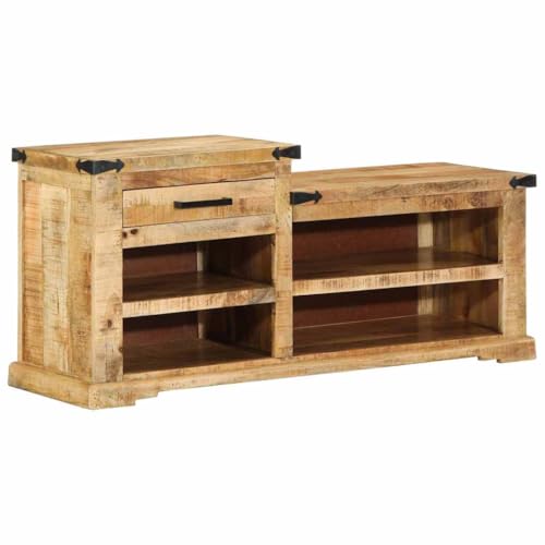 Banco rectangular de madera de mango áspera con cajones rústicos de lujo 3