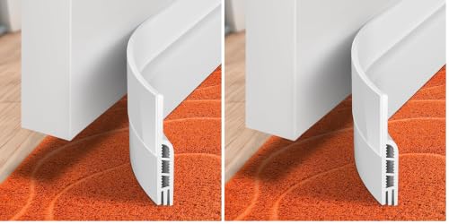 Image of Holikme Door Draft Stopper Under Door Draft Blocker Insulator Doors Sweep Weather Stripping Noise Stopper Sheets, Rolls & Strips Strong Adhesive, White (Pack of 2)