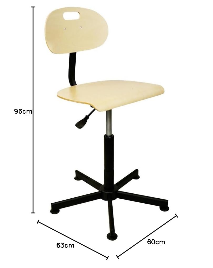 Silla Industrial de Madera con pistón de Gas para máquina de Coser (Base estándar)
