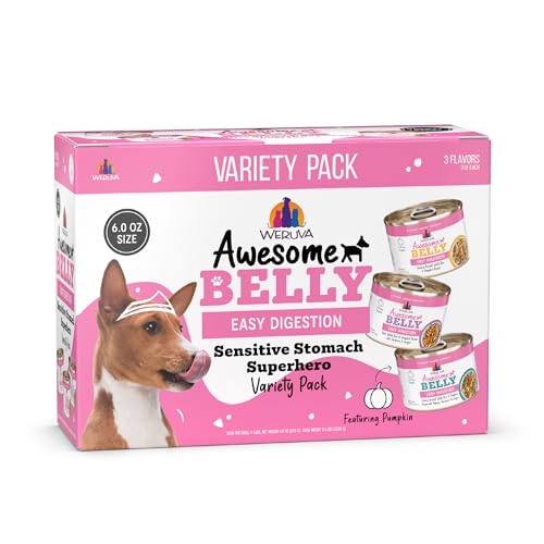 Weruva Awesome Belly Wet Dog Food Sensitive Stomach Superhero Variety Pack 6oz Can (Pack of 9)