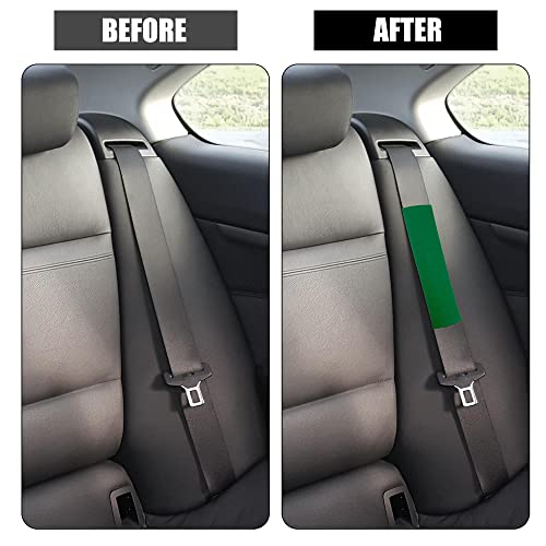 X Autohaux 2 Pcs Felt Car Seat Belt Protector Pads Shoulder Strap Seatbelt Soft Comfort Cover Universal Green #TOP5
