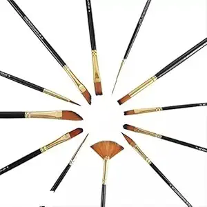 ECLET Art Brush Set for Artists, Painting Brushes Set of 12 Professional Round Pointed Tip Nylon Hair Artist Acrylic Paint Brush for Acrylic/Water Colour/Oil Painting Item 70