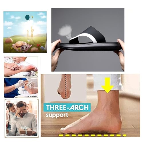 Comfy Open Toe Orthopedic Slippers, Stylish Breathable Non-slip Slip-On Bunion Corrector Sandals for Men, Black and Outdoor Open Toe Beach Flip Flops, for Papa Husband, Big Toes Bent Toes3