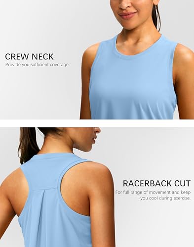 Image of Women's Workout Tops Racerback Athletic Tank Tops Sleeveless Loose Fit Yoga Running Gym Shirts for Women
