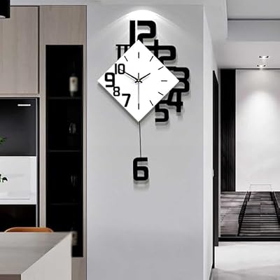 TWFJEL Orologio da Parete, Moderno Creatività Orologio da Parete Decorativo Grande Silenzioso Orologio da Muro Design Moda Art Deco per Soggiorno Cucina Camera da Letto o Ufficio 63x34cm
