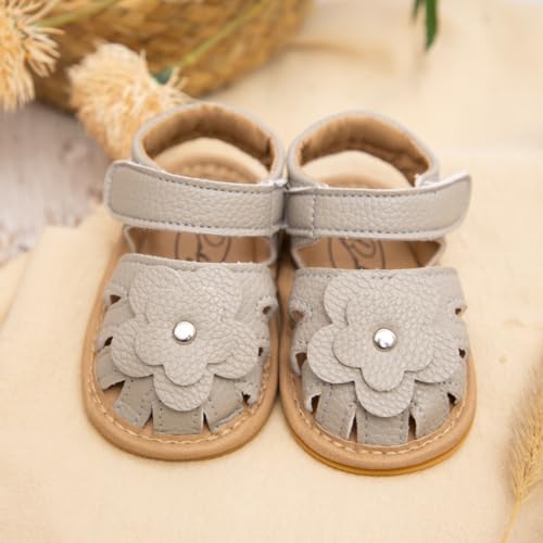 Image of Babelvit Infant Baby Girl Boy Sandals Comfort Premium Summer Outdoor Casual Beach Shoes with Flower Bowknot Anti Slip Rubber Sole Newborn Toddler Prewalker First Walking Shoes