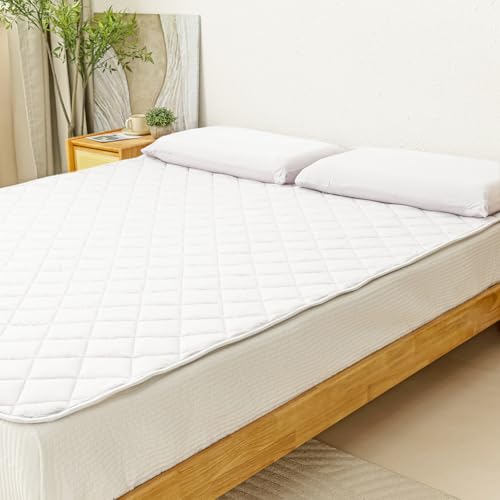 敷きパッド 夏用 シングル 冷感 QMax0.4以上 吸湿通気 ひんやり しきぱっと すべすべ 速乾 柔らかい クールパッド 抗菌防臭防ダニ 汗取り 涼しいシーツ 天然鉱石天然配合 洗える ズレ防止 cooling pad ホワイト100×200cm