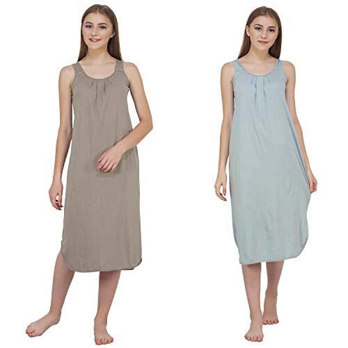Image of BLAZON Women's Cotton Hosiery Solid Maxi Nighty Slip (Pack of 2) Available Sizes: S, M, L, XL, 2XL, 3XL, 4XL, 5XL