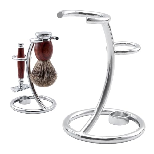 Gykutix 2 en 1 Supprt de Rasoir et de Blaireau Portable Support de Rasage Sécurité en Acier Inoxydable Support de Rasage Brosse pour Salon Usage Domestique...