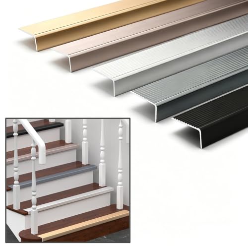 Perfil de borde de escalera aluminio 90cm protector antideslizante angular 7