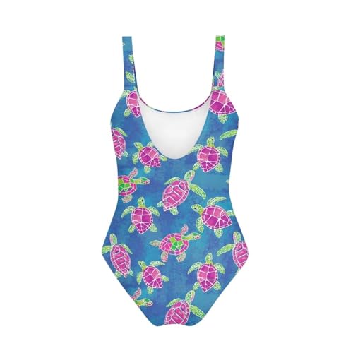 Image of One Piece Bathing Suit for Teen Girls Comfy Crewneck Backless Bathing Suit