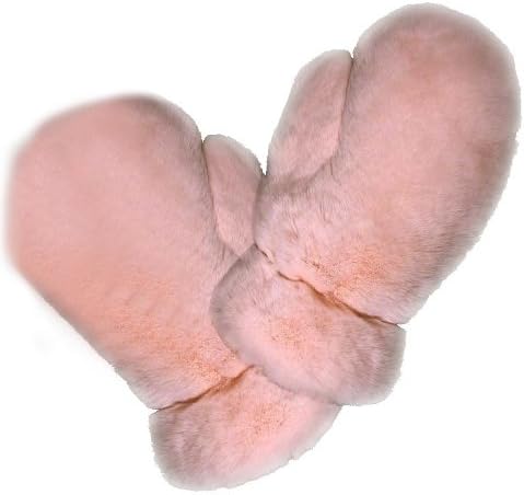 Full Fur Pink Rex Rabbit Massage Glove Mitten - Four Sided Fur