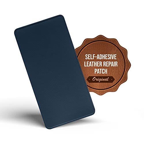 MastaPlasta Self-Adhesive Premium Leather Repair Patch. Navy Leather 8in x 4in (20 x 10 cm). Instant Upholstery Quality Repair Patch for Sofas, Car Interiors, Bags, Vinyl & More