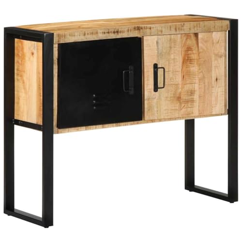Mesa consola de madera maciza de mango con puertas mueble auxiliar de 90 cm para dormitorio 2