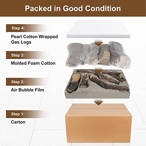 Qulimetal 10Pcs Gas Fireplace Log Set, Ceramic Wood Logs For Gas Fireplace, Fire Pits, Vented, Propane, Gas, Gas Inserts, Gel, Ethanol, Electric, Indoor, Outdoor Fireplaces, Fake Logs Set #TOP4