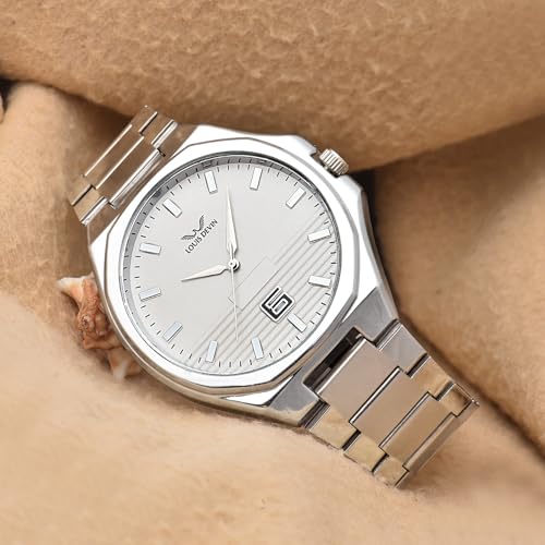 Image of LOUIS DEVIN Stainless Steel Chain Analog Wrist Watch for Men (Black /Blue /Green /White Dial) | LD-G076-CH