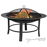 Fulgutonit Outdoor Fire Pit, 28 Inch Large Bonfire Wood Burning Outside Fire Pit for Patio and Backy