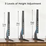 BONTEC Universal TV Stand for 22-65 Inch TVs, Table Top Metal TV Legs for Plasma LCD LED Screens, Height Adjustable 3 Levels Leg Stand Holds up to 110lbs/50kg, VESA 50x50 to 800x400mm