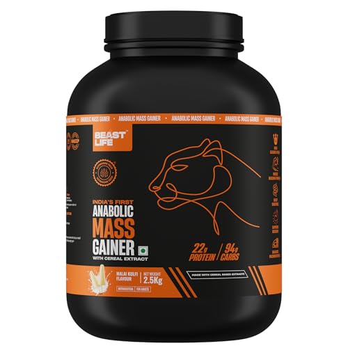 Image of BeastLife High Protein Mass /Weight Gainer | 2.5 KG | Malai Kulfi | NABL LAB Tested | For Muscle Gain & Fast Growth | Cereal-Based Formula, No Maltodextrin | India's #1 Cereal Based Bulk Gainer