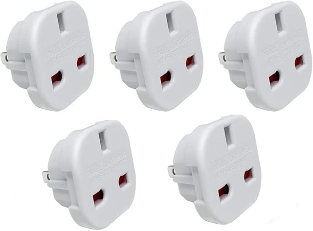 NJDT UK To European Plug Adapter EU Travel Adapter White EU Adapter Plug for Egypt, Turkey, France, Portugal Italy Spain Germany Poland Austria Netherlands China and more Pack of 5