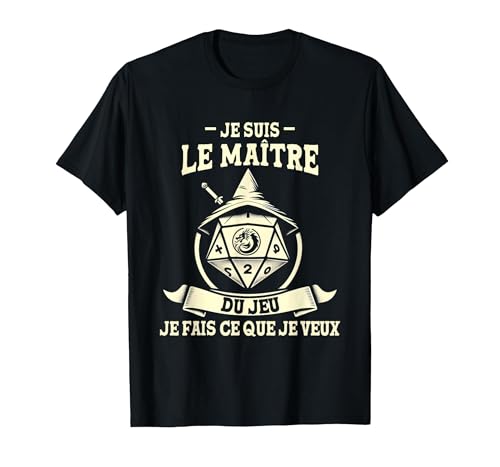 Cadeau Maitre Jeu De Rôle Fan JDR RPG D20 Noël Drôle Geek T-Shirt, Homme, Noir, XL