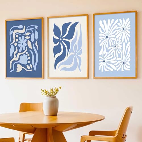Image of kotart Aesthetic Abstract Floral Art Home Decoration | Boho Floral Paintings With Frame For Living Room Bed Room Hotel Wall Decor Digital Reprint Set of 3 (20x30 Inch)