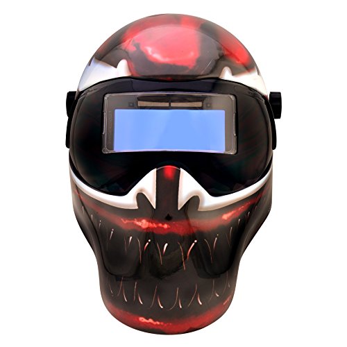 Save Phace Auto Darkening Welding Helmet Marvel Carnage EFP F-Series - Ear to Ear Vision Welder Hood Grinding Mask with 4.3 x 2 Inch Adjustable ADF for SMAC/MIG/TIG - 2 Sensors Solar Powered (3012640)
