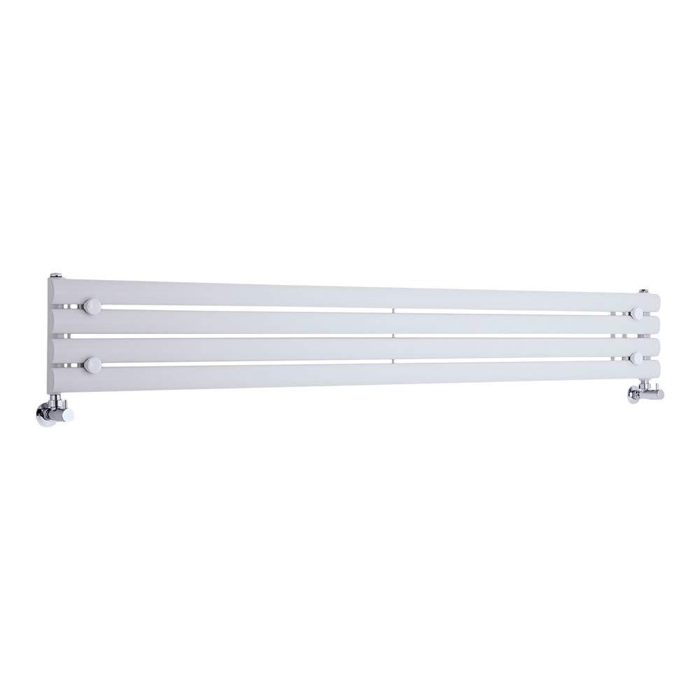 Milano Aruba White Horizontal Single Oval Panel Radiator - 236mm x 1780mm