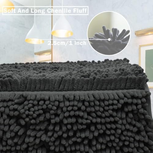 RUN HELIX Badezimmerteppich Set 3 Stück, Badematten-Set für das Badezimmer, Badteppich rutschfest Waschbar Badematten & Badteppiche, Badezimmer Set für Dusche, Badewannen, WC Deko (Dunkelgrau) – Bild 8