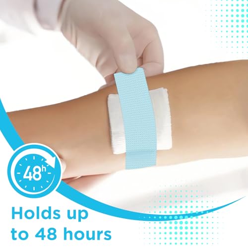 OK TAPE Silicone Medical Tape (2 Rolls) for Sensitive Skin,Waterproof Surgical Tape for Secures Dressings and Gauze,Pain-Free Removal Micropore Tape, First Aid Bandage Tape,1\" x 5yd,Blue - Thumbnail 4