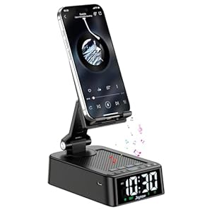 Gifts for Men and Women, Phone Stand with Bluetooth Speaker and 360° Rotable Angle Adjustable Cell Phone Holder for Home Office with HD Subwoofer Sound Fits All Phones,Tablets (Black)