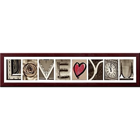 Imagine Letters 8-Opening, White Matted Brown Photo Collage Frame Cover