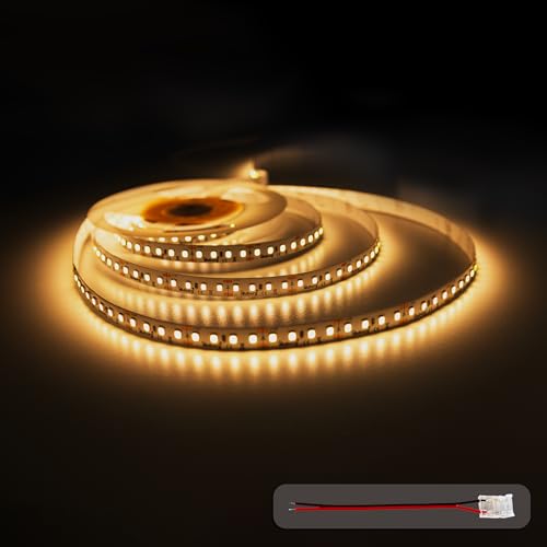 illuburg 12V Striscia LED 5m Bianco Caldo 2700K 128LEDs/m 12W/m 7200lm SMD 2835 Dimmerabile Strip Nastro LED Autoadesiva Illuminazione Decorativa