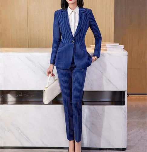 Women Formal Pant Suit Long Sleeve Striped Blazer and Trousers Suit Office Business Work Wear Lady Fashion 2 Piece Set2