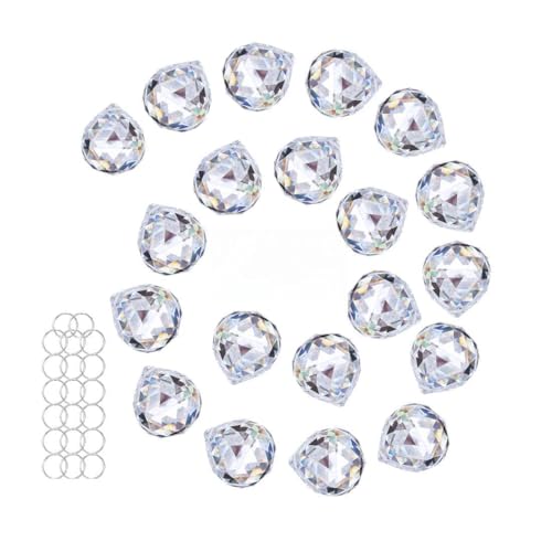Crystalsuncatcher 20Pcs 1.75 inch/40mm Clear Crystal Ball Prism Pendant Suncatcher for Feng Shui/Divination or Wedding/Home/Office Decoration