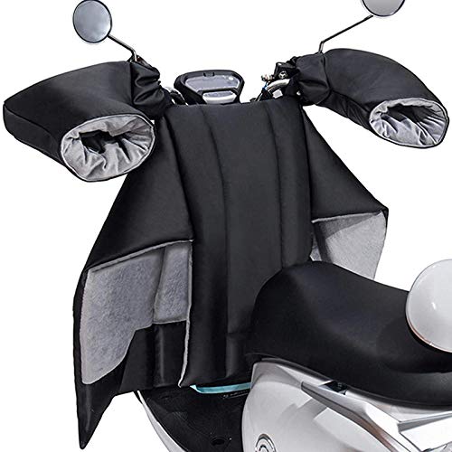 WIHEBE Tablier Couvre Jambe Scooter, Tablier Scooter Scooter Tablier Couvre Jambe Scooter Universel Housse Protection Contre Le Froid Et La Pluie Au Etanche, Gratuit avec Casque Et Grip B-Noir