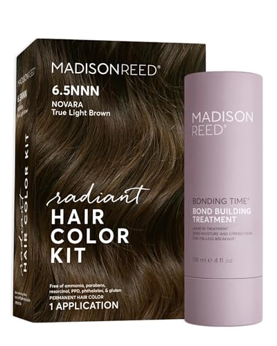 Madison-Reed-Hair-Color-Bonding-Time-Bundle-Radiant-Hair-Color-Kit-in-Novara-Light-Brown-65NNN-and-Bonding-Time-Hair-Serum Madison Reed Hair Color & Bonding Time Bundle - Radiant Hair Color Kit in Novara Light Brown - 6.5NNN and Bonding Time Hair Serum - Image 1