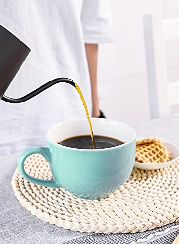 Sweese 622.402 Jumbo Mug Set- 24 Ounce Porcelain Mugs For Soup, Coffee, Tea, Ice Cream, Cereal, Set Of 4, Turquoise #TOP4