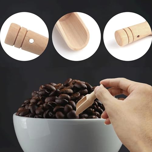 HAOBIN 5 StüCk Klein Teeschaufel Holz Kleine HolzlöFfel KüChe Schaufel Mini HolzlöFfel Mini Holzschaufel GewüRzlöFfel Salz LöFfelchen Holz FüR Kaffee GewüRze Tee KüChenutensilien (Braun A)