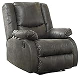 Signature Design by Ashley Bladewood Faux Leather Pebble Manual Zero Wall Recliner, Gray