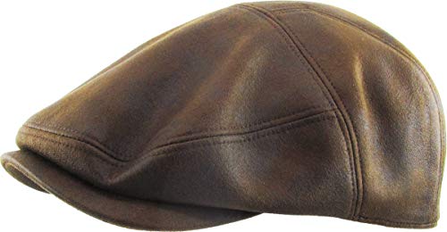 KBL-100 LBR L/XL Faux Leather Ascot Ivy Newsboy Hat Driving Golf Cap Gatsby Cabbie - Image 2