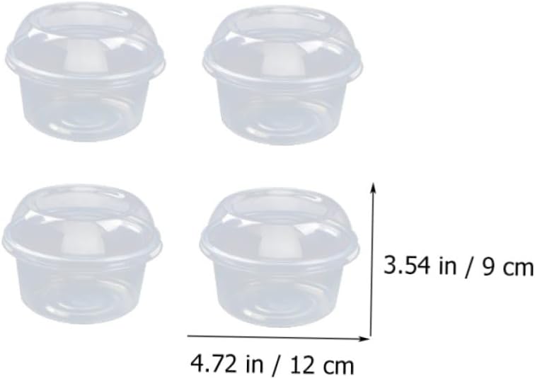 Dessert Food Packaging Boxes with Lid 360ml Plastic Containers for Fruit Salad, Taro Balls, and Double Skin Milk Takeout – Single Cupcake Carrier for Food Storage