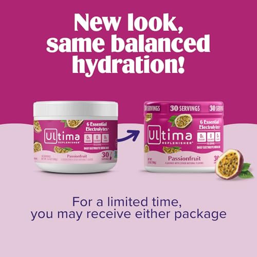 Image of Ultima Replenisher Daily Electrolyte Powder Drink Mix - Sugar Free - Passionfruit, 30 Servings - Hydration Powder with 6 Key Electrolytes and Trace Minerals - Keto Friendly, Non-GMO