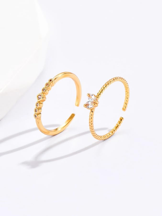 Dainty Stackable Rings for Women,Thin Ring Set with Cubic Zirconia,Promise Wedding Band Engagement Ring,Adjustable size3