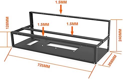 Steel Open Air Miner Stackable Mining Frame Case Rig, 6GPU/ 8GPU/12GPU for Crypto Coin Bitcoin ETH/ETC/ZEC Mining, Dual Power Supported, Frame Rack w/6 Cooling Fans