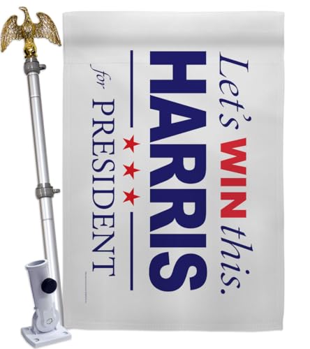 Let's Win This Kamala Harris Flag Eagle Pole kit Wall Decor Home Room Tapestry Garden Poster Patio Porch Rally Election 2024 Yard Sign Outdoor Patriotic Decorations Democrat Gift Made in USA