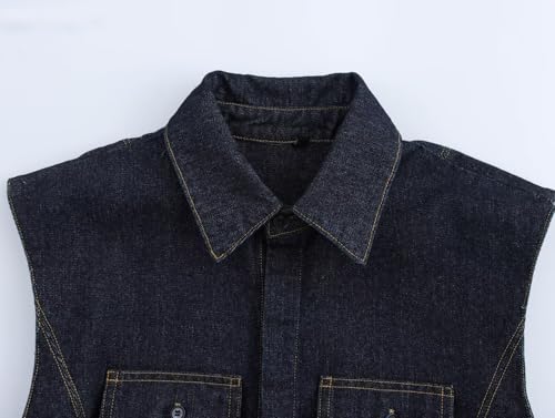 French Fashion Ladies Denim Minimalist Women's Denim Vest Women Slim Fit Shirt Top3